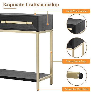Merax Entryway Table, Console Table with Two Drawers, Retro Hallway Table