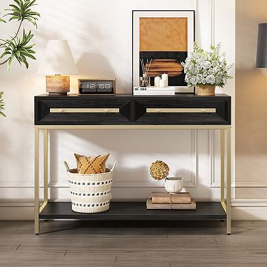 Merax Entryway Table, Console Table with Two Drawers, Retro Hallway Table