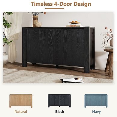 Merax Buffet Cabinet with Storage, 4-Door Retro Wood Sideboard
