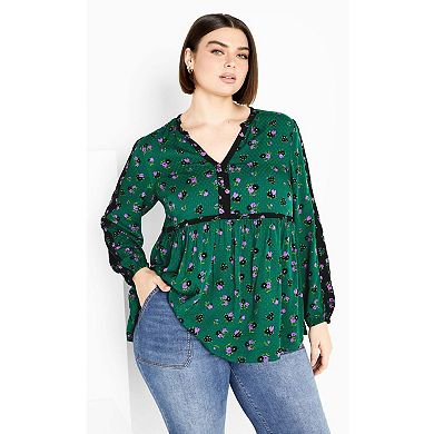 Avenue Women's Plus Size Floral Fields Tunic