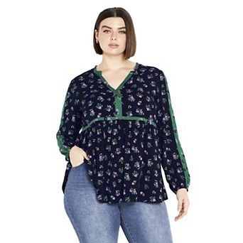 Avenue Women's Plus Size Floral Fields Tunic