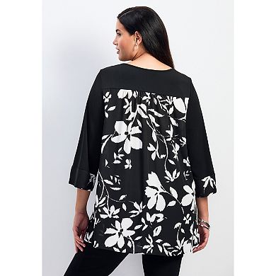Avenue Women's Plus Size Marion Mixed Media Tunic