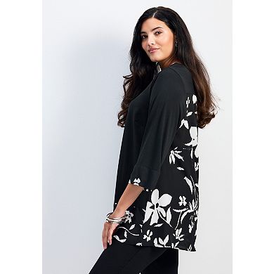 Avenue Women's Plus Size Marion Mixed Media Tunic