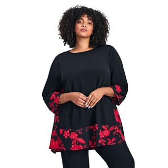 Avenue Women's Plus Size Marion Mixed Media Tunic