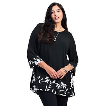 Avenue Women's Plus Size Marion Mixed Media Tunic
