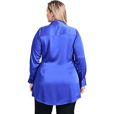 Avenue Women's Plus Size Goldi Satin Wrap Blouse