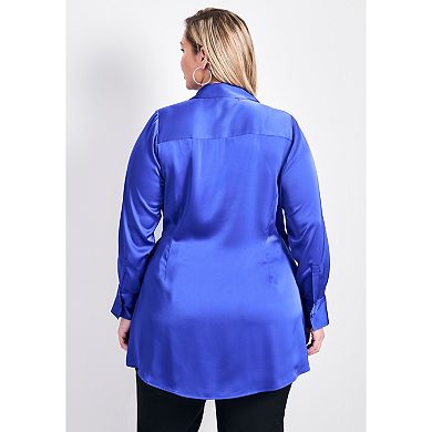 Avenue Women's Plus Size Goldi Satin Wrap Blouse