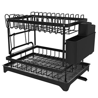 Kitchen Dish Rack, 2 tier Anti-Rust Dish Drying Rack Set with Drainage Spout