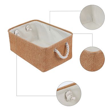 Storage Bin with Handles for Shelves Closet, 3 Pack Collapsible Storage Basket