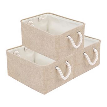 Storage Bin with Handles for Shelves Closet, 3 Pack Collapsible Storage Basket