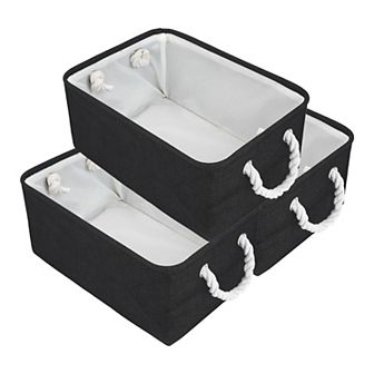 Storage Bin with Handles for Shelves Closet, 3 Pack Collapsible Storage Basket