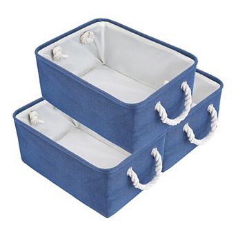 Storage Bin with Handles for Shelves Closet, 3 Pack Collapsible Storage Basket