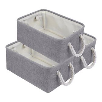 Storage Bin with Handles for Shelves Closet, 3 Pack Collapsible Storage Basket