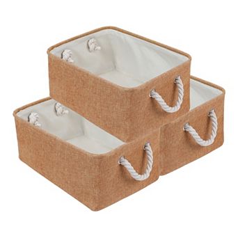 Storage Bin with Handles for Shelves Closet, 3 Pack Collapsible Storage Basket