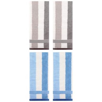 4 Pack Hand Towels, Striped Cotton Absorbent Soft Decorative Towel for Bathroom 13"x29"