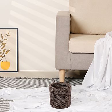 2 Packs Woven Storage Basket, Self-supporting Round Storage Bin for Key Tray Bowl 5.1*5.5in