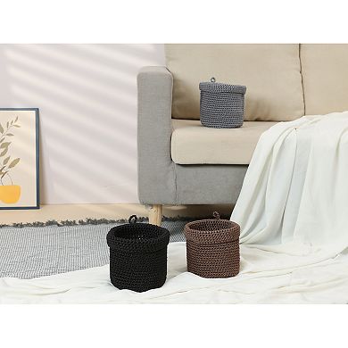 2 Packs Woven Storage Basket, Self-supporting Round Storage Bin for Key Tray Bowl 5.1*5.5in
