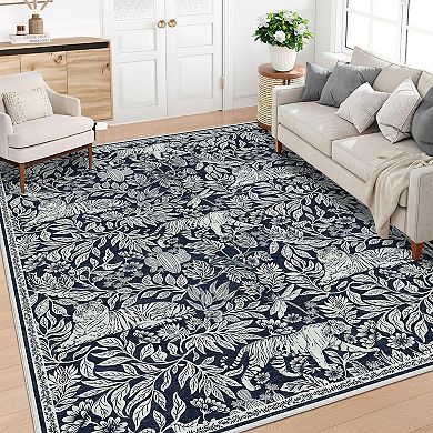Garvee Machine Washable Modern Printed Tiger Pattern Area Rug Durable Carpet for Living Room Bedroom