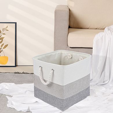 Set of 3 Cotton Self-supporting Storage Bin with Handles, Collapsible Storage Basket