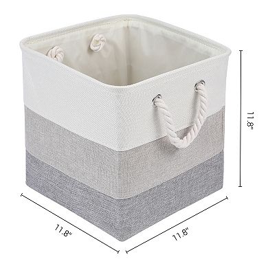 Set of 3 Cotton Self-supporting Storage Bin with Handles, Collapsible Storage Basket