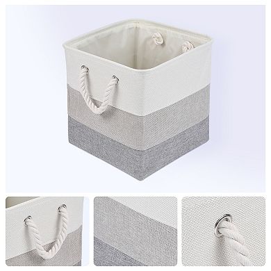 Set of 3 Cotton Self-supporting Storage Bin with Handles, Collapsible Storage Basket