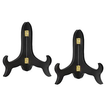 2 pc 7" Easel Plate Holder, Wooden Folding Display Stand for Decorative Picture Frame