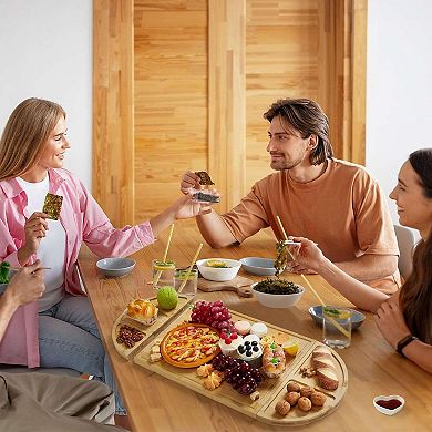 3 Pack Bamboo Charcuterie Boards Set, Large Bamboo Cheese Board Set with Deep Juicy Groove