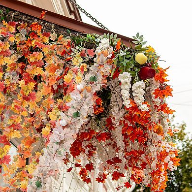 2Pcs Fall Maple Leaf Garland,5.9Ft Artificial Garland Decor