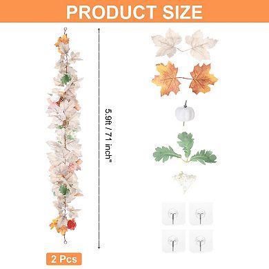 2Pcs Fall Maple Leaf Garland,5.9Ft Artificial Garland Decor
