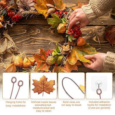 2Pcs Fall Maple Leaf Garland,5.9Ft Artificial Garland Decor