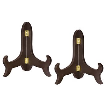 2 pc 6" Easel Plate Holder, Wooden Folding Display Stand for Decorative Picture Frame