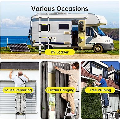 Aluminum Telescoping Ladder, Folding Ladder for Home, RV, Loft, Outdoor Work