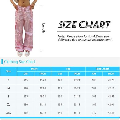 Women Y2K Loose Drawstring Parachute Pants Low Waisted Harajuku Vintage Grunge Streetwear