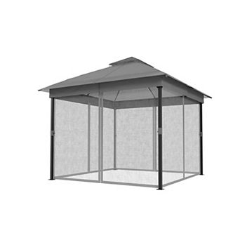 10' X 10' Waterproof Patio Gazebo with Mosquito Netting, Double Roof Outdoor Gazebo Pavilion Shelter