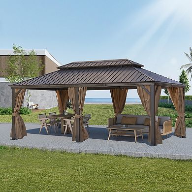 12X20FT Stylish Durable and Highly Functional Double Polycarbonate Roof Gazebo