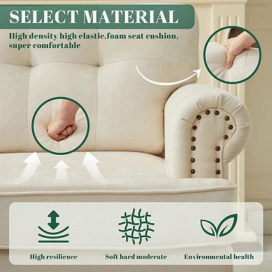 SERWALL 2 pc Chenille Retro Sofa Set, Include a 3-Seater Sofa and Single Sofa