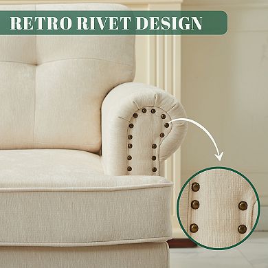 SERWALL 2 pc Chenille Retro Sofa Set, Include a 3-Seater Sofa and Single Sofa