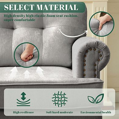 SERWALL 2 pc Chenille Retro Sofa Set, Include a Loveseat and Single Sofa