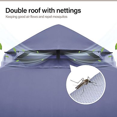 Semi-Permanent Patio Gazebo 8'x8' Outdoor Heavy Duty Shelter Party Tent with Double Roof