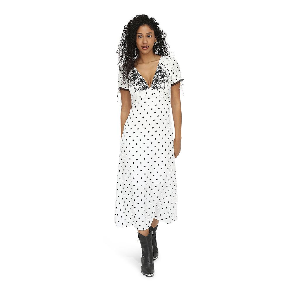 black and white polka dot midi dress Buy Lipsy Black/White Long Sleeve Gathered Waist from Next USA Playful yet polished Lady Black Tie - White