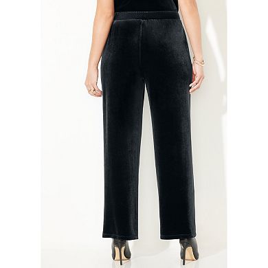 Catherines Women's Plus Size Anywear Velvet Wide Leg Pant