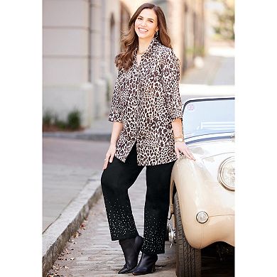 Catherines Women's Plus Size Petite Right Fit Rhinestone Jean
