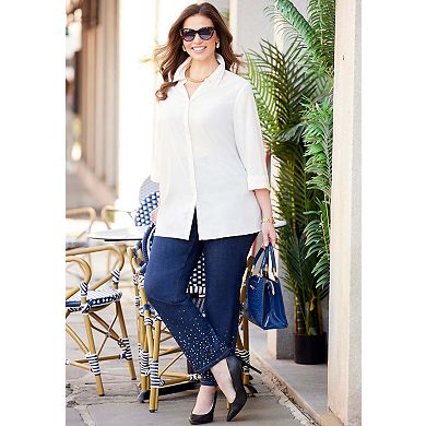 Catherines Women's Plus Size Right Fit Rhinestone Jean