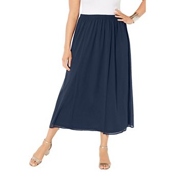Catherines Women's Plus Size Petite Flowy Chiffon Skirt