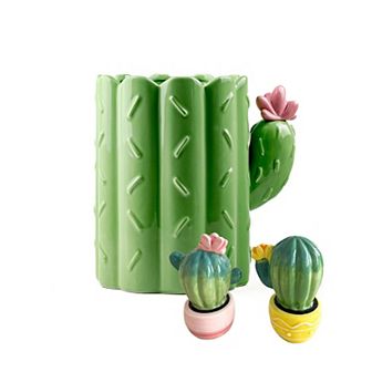 10 Strawberry Street Cactus Crock & Shakers 3 pc Counter Set