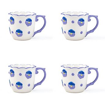 10 Strawberry Street 4 pc Pansy Mug Set