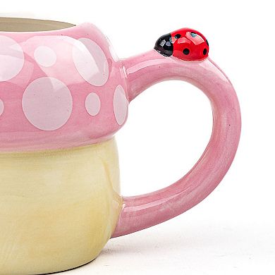 10 Strawberry Street 4-pc. Pink Mushroom with Ladybug Mug Set
