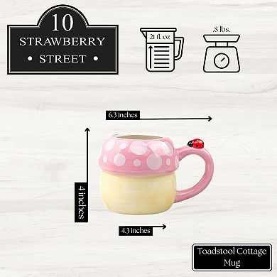 10 Strawberry Street 4-pc. Pink Mushroom with Ladybug Mug Set