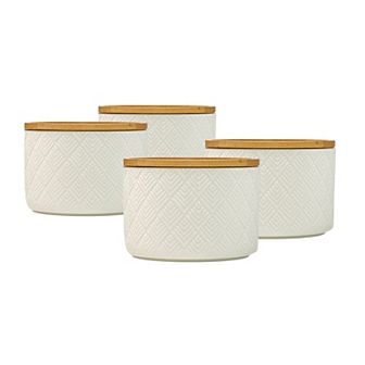 10 Strawberry Street Embossed 4 pc Salt Cellar Set