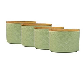 10 Strawberry Street Embossed 4 pc Kyoto Salt Cellar Set